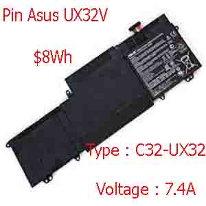 Pin Laptop Asus UX32 UX32V UX32UD Chính Hãng  ( 7.4V, 48Wh )