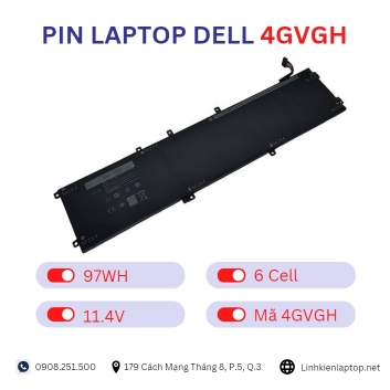 Pin Laptop Dell 4GVGH Chính Hãng ( 11.4V, 97Wh )