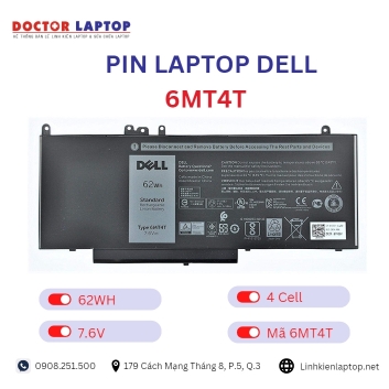 Pin Laptop Dell 6MT4T Chính Hãng ( 7.6V, 62Wh )