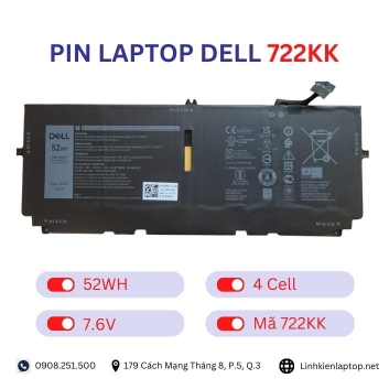 Pin Laptop Dell 722KK Chính Hãng ( 7.6V, 52Wh )