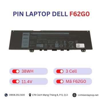 Pin Laptop Dell F62G0 Chính Hãng ( 11.4V, 38Wh )