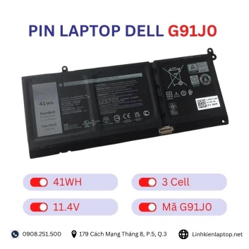 Pin Laptop Dell G91J0 Chính Hãng ( 11.4V, 41Wh )