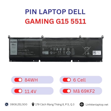 Pin Laptop Dell Gaming G15 5511 Chính Hãng ( 11.4V, 84Wh )
