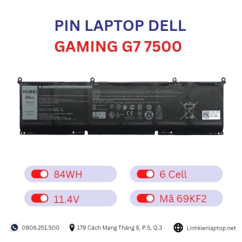 Pin Laptop Dell Gaming G7 7500 Chính Hãng ( 11.4V, 84Wh )