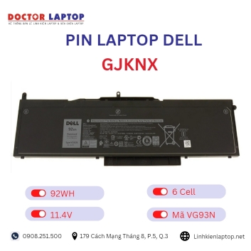 Pin Laptop Dell GJKNX Chính Hãng ( 11.4V, 92Wh )