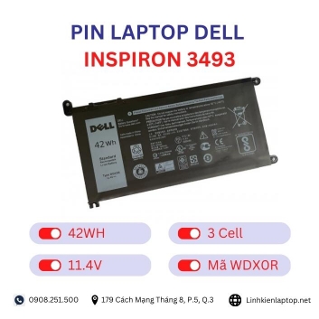 Pin Laptop Dell Inspiron 3493 Chính Hãng ( 11.4V, 42Wh )