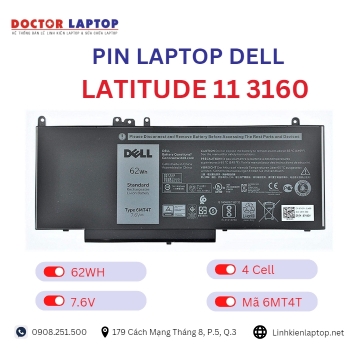 Pin Laptop Dell Latitude 11 3160 Chính Hãng ( 7.6V, 62Wh )