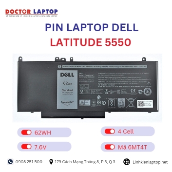 Pin Laptop Dell Latitude 5550 Chính Hãng ( 7.6V, 62Wh )