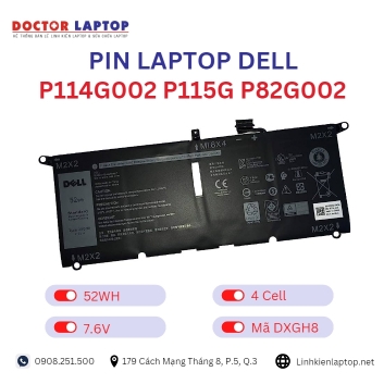 Pin Laptop Dell P114G002 P115G P82G002 Chính Hãng ( 7.6V, 52Wh )