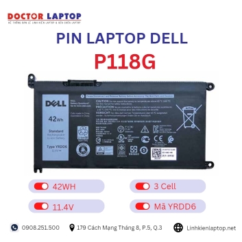 Pin Laptop Dell P118G Chính Hãng ( 11.4V, 42Wh )