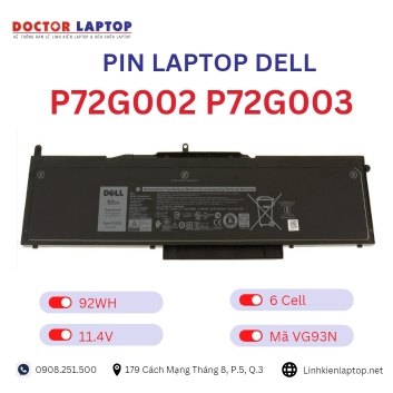 Pin Laptop Dell P72G002 P72G003 Chính Hãng ( 11.4V, 92Wh )