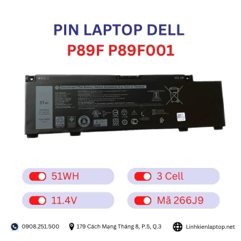 Pin Laptop Dell P89F P89F001 Chính Hãng ( 11.4V, 51Wh )