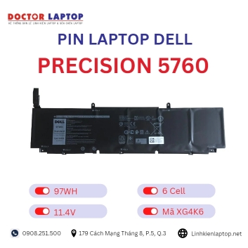 Pin Laptop Dell Precision 5760 Chính Hãng ( 11.4V, 97Wh )