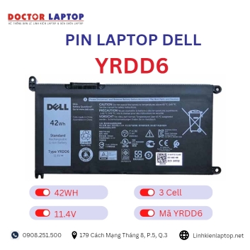 Pin Laptop Dell YRDD6 Chính Hãng ( 11.4V, 42Wh )